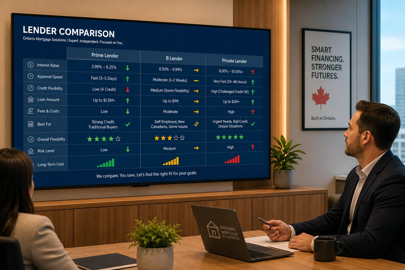 Private Mortgage vs B Lender vs Prime: Ontario Lender Tier Comparison guide for Muskoka and Bracebridge mortgage planning